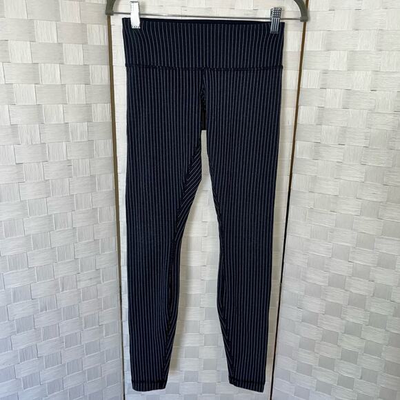 Lululemon Wunder Under Leggings Women’s Size 4 Pinstripe Athleisure Soft - Picture 2 of 8